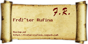 Fráter Rufina névjegykártya